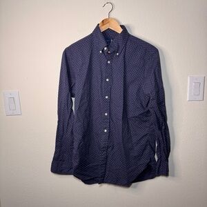 Ralph Lauren Navy Blue Print Button-Down Shirt MD Cotton Preppy Classic